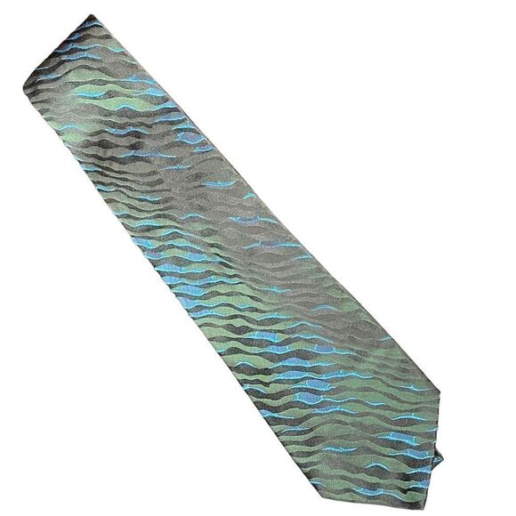 Black and blue ripple effect silk tie - Take 6 - Picture 6 of 7